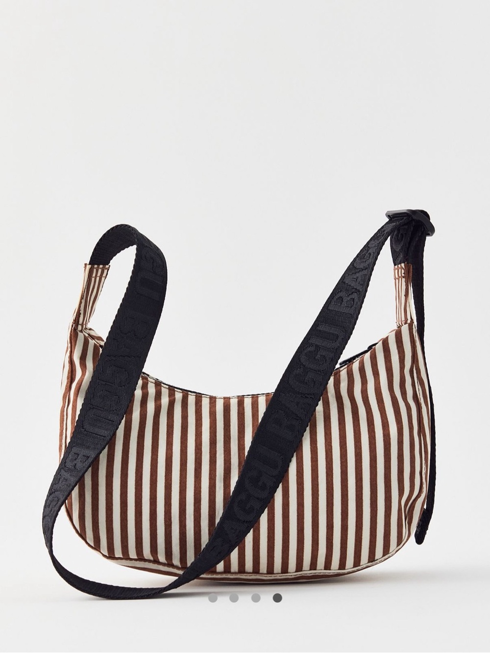 BAGGU Small Nylon Crescent Bag Brown Stripe - Picture 2 of 9